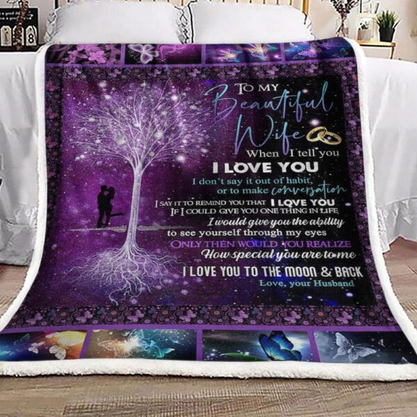 Butterfly To My Wife Fleece Blanket Sherpa Blanket