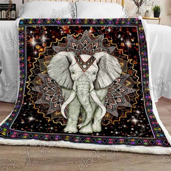 Boho Elephant Fleece Blanket Sherpa Blanket