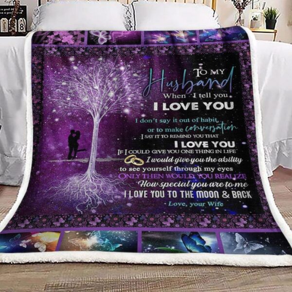 Butterfly To My Husband Fleece Blanket Sherpa Blanket