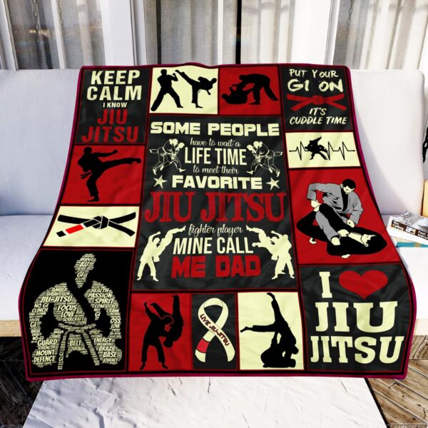 Jiu-Jitsu Dad Keep Calm I Know Jiu Jitsu Fleece Blanket Sherpa Blanket