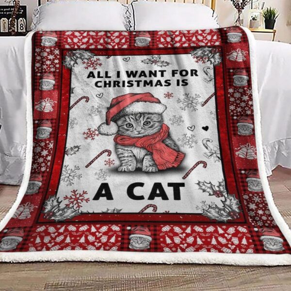 Christmas Cat Fleece Blanket Sherpa Blanket