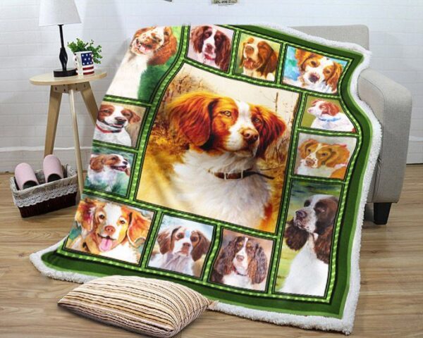 Brittany Spaniel Portraits Fleece Blanket Sherpa Blanket
