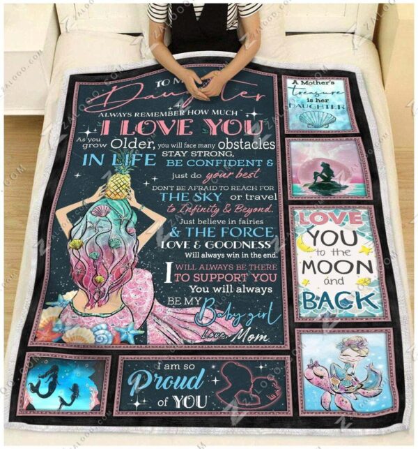 Mermaid To My Daughter Be My Baby Girl Fleece Blanket Sherpa Blanket