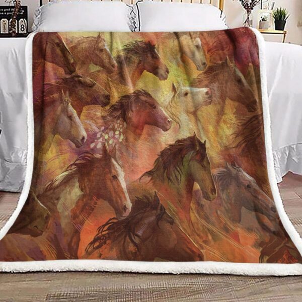 Running Horses Fleece Blanket Sherpa Blanket