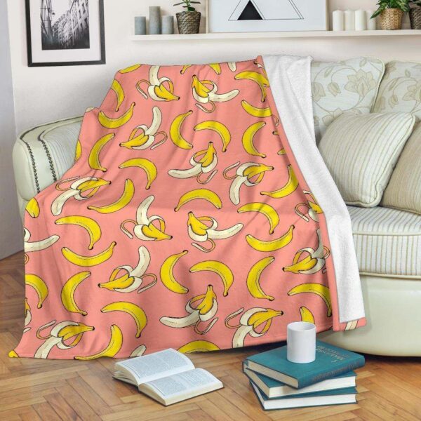 Pink Banana Fleece Blanket Sherpa Blanket