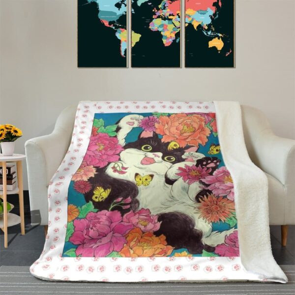Play With Flower And Butterfly Fleece Blanket Sherpa Blanket