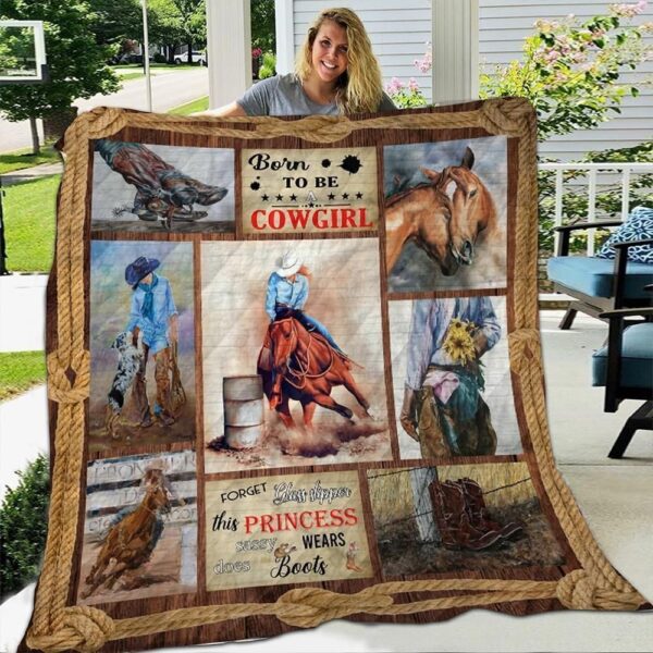 Horse Cowgirl Fleece Blanket Sherpa Blanket