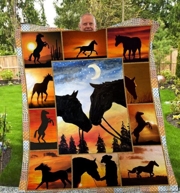 Sunset Horse Fleece Blanket Sherpa Blanket