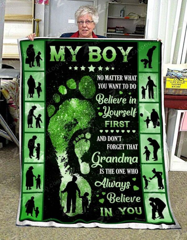 My Boy Footprints Fleece Blanket Sherpa Blanket