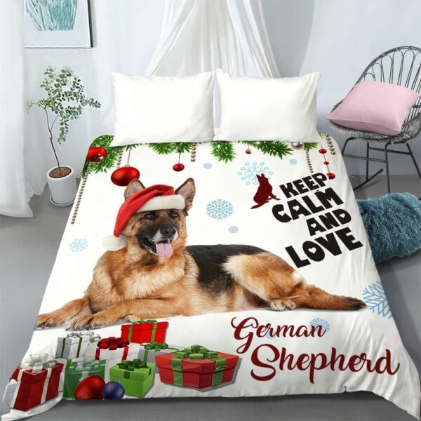 German Shepherd Christmas Fleece Blanket Sherpa Blanket