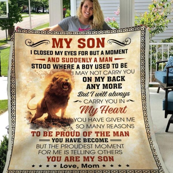 My Son I'll Always Carry You In My Heart Love From Mom Fleece Blanket Sherpa Blanket