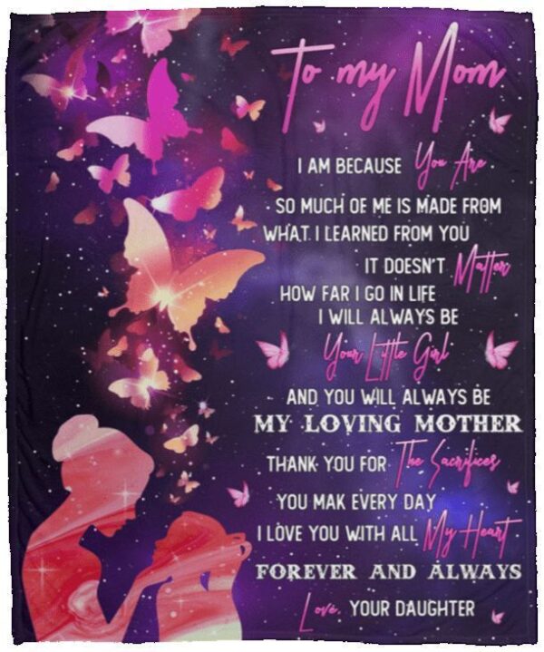 To My Mom Butterfly Fleece Blanket Sherpa Blanket