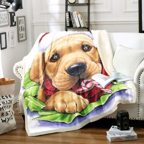 Golden Retriever Christmas Fleece Blanket Sherpa Blanket