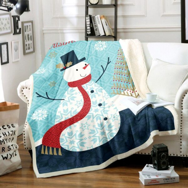 Snowman Fleece Blanket Sherpa Blanket