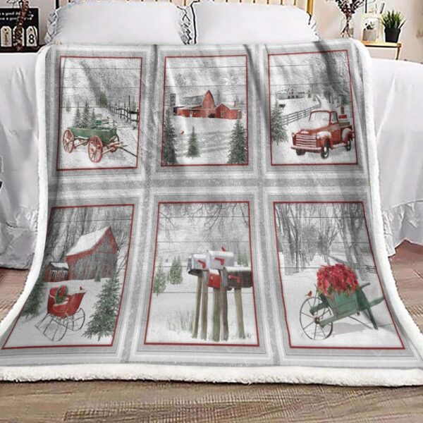 Farm Christmas Fleece Blanket Sherpa Blanket