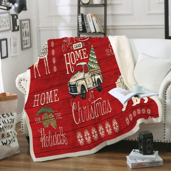 Country Christmas Signs Fleece Blanket Sherpa Blanket