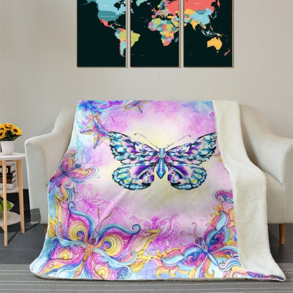 Purple Butterfly Fleece Blanket Sherpa Blanket