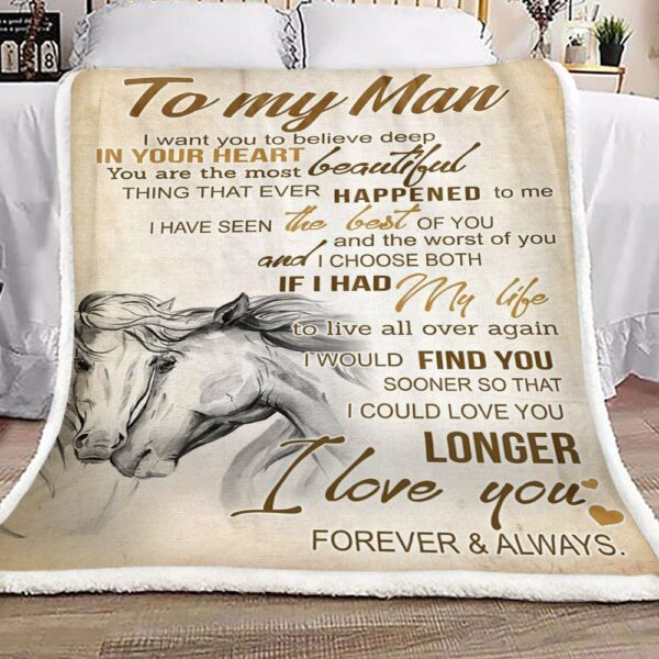 Horse To My Man Fleece Blanket Sherpa Blanket