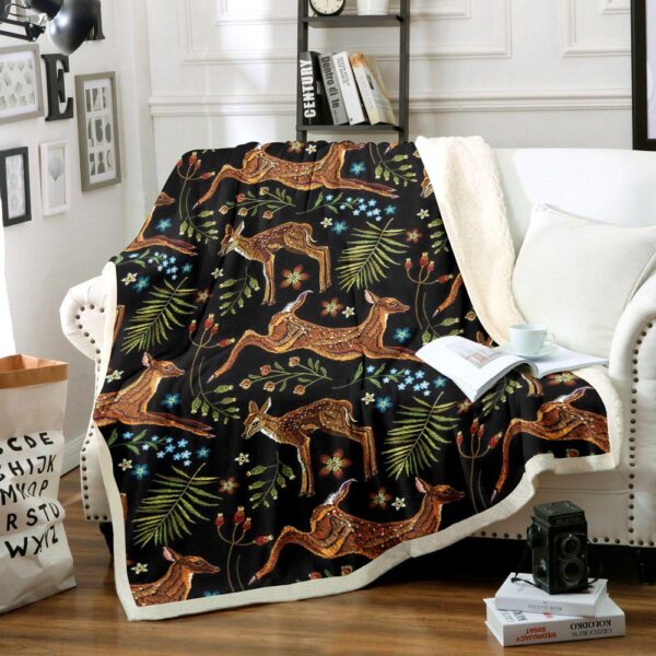 Christmas Deer Fleece Blanket Sherpa Blanket