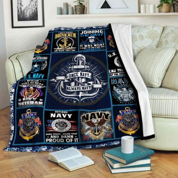 Navy Fleece Blanket Sherpa Blanket