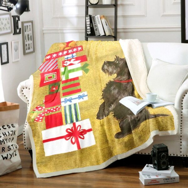 Miniature Schnauzer Christmas Fleece Blanket Sherpa Blanket