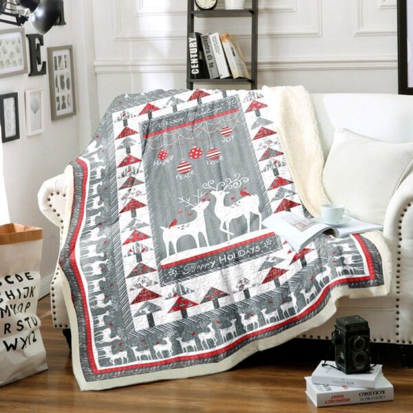 Deer Christmas Fleece Blanket Sherpa Blanket