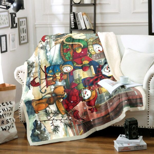 Snowman Fleece Blanket Sherpa Blanket