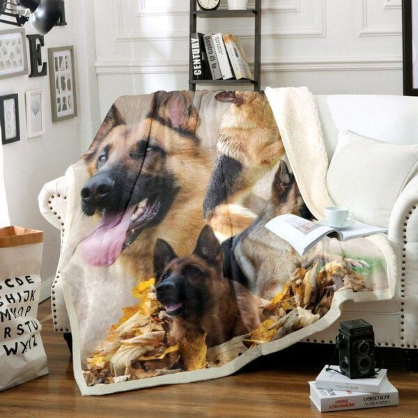 German Shepherd Family Fleece Blanket Sherpa Blanket