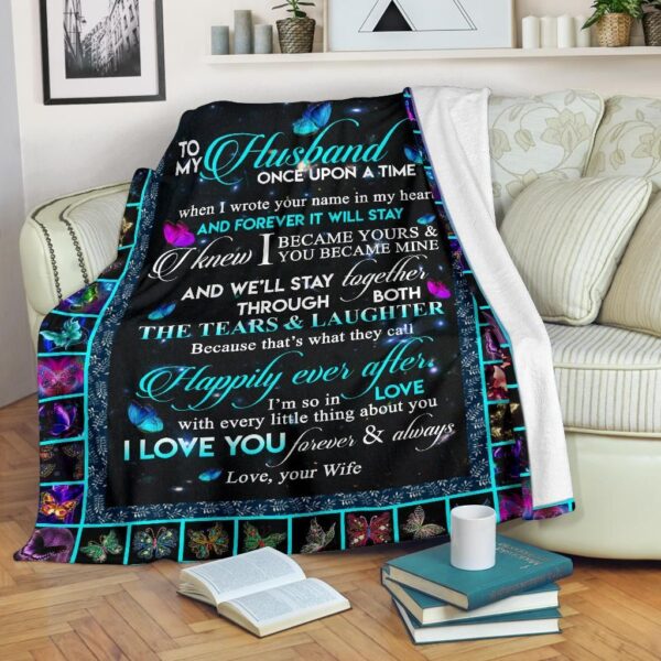 Butterfly To My Husband Fleece Blanket Sherpa Blanket