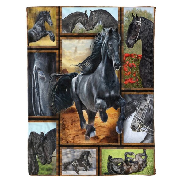 Friesian horse Fleece Blanket Sherpa Blanket