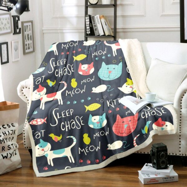 Cat Fleece Blanket Sherpa Blanket