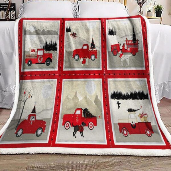 Truck Christmas Fleece Blanket Sherpa Blanket