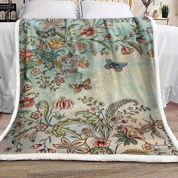 Butterfly Flower Fleece Blanket Sherpa Blanket