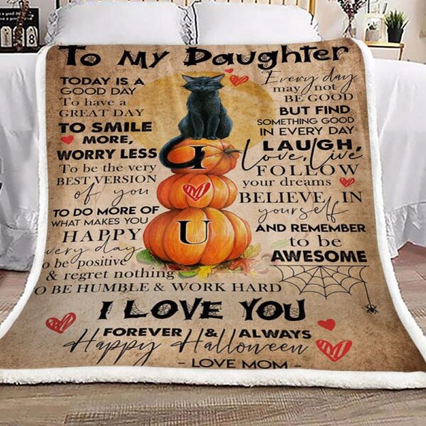 Cat To My Daughter From Mom Fleece Blanket Sherpa Blanket