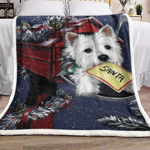 Santa Letter Westie Christmas Garden Fleece Blanket Sherpa Blanket