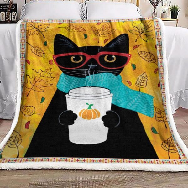 Cat Coffee Fleece Blanket Sherpa Blanket