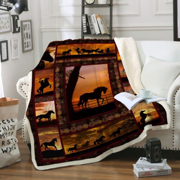 Horse Fleece Blanket Sherpa Blanket