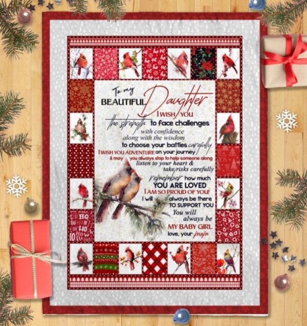 Cardinal Mom To Daughter Fleece Blanket Sherpa Blanket
