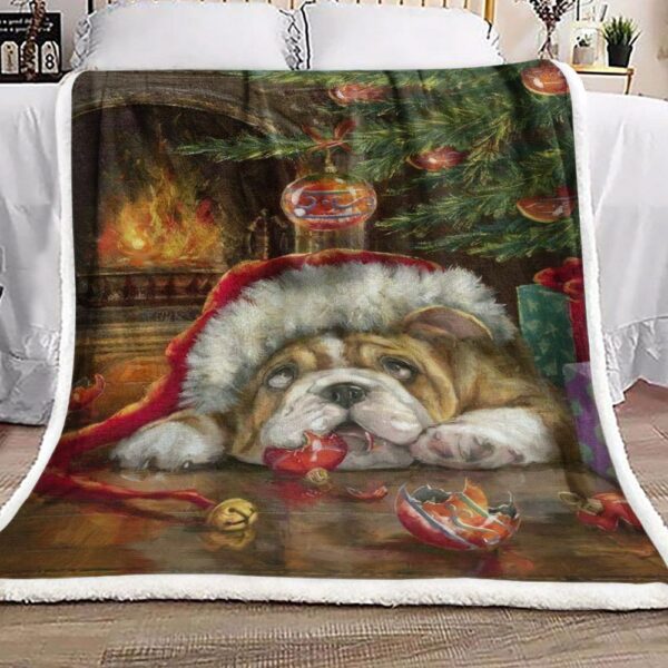 Christmas Pit Bull Fleece Blanket Sherpa Blanket
