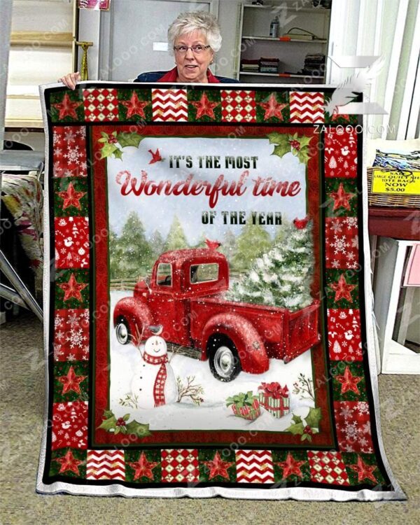 Christmas Truck Fleece Blanket Sherpa Blanket