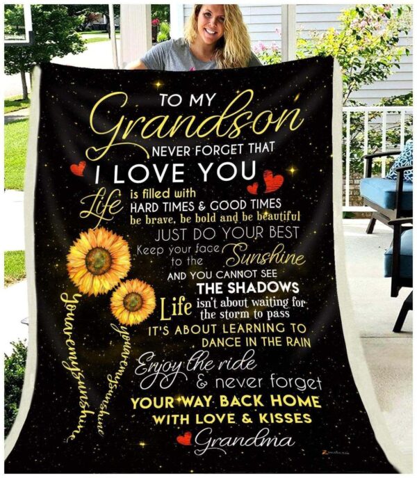 Grandson Grandma You Are My Sunshine Fleece Blanket Sherpa Blanket