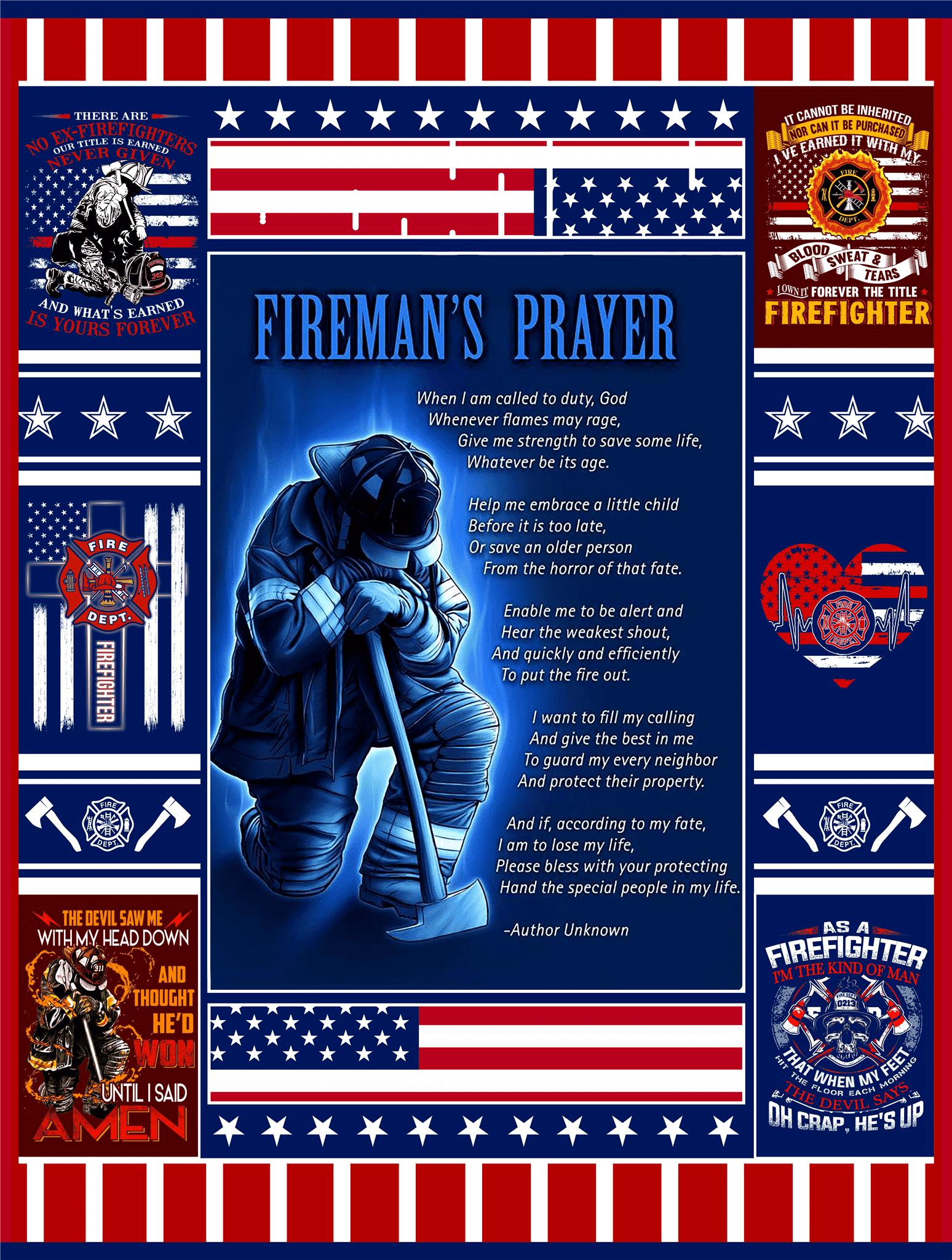 Fireman's Prayer 3 Fleece Blanket Sherpa Blanket The Daisy Shop
