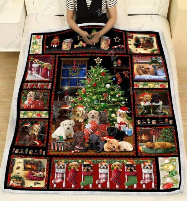 Labrador Christmas Fleece Blanket Sherpa Blanket