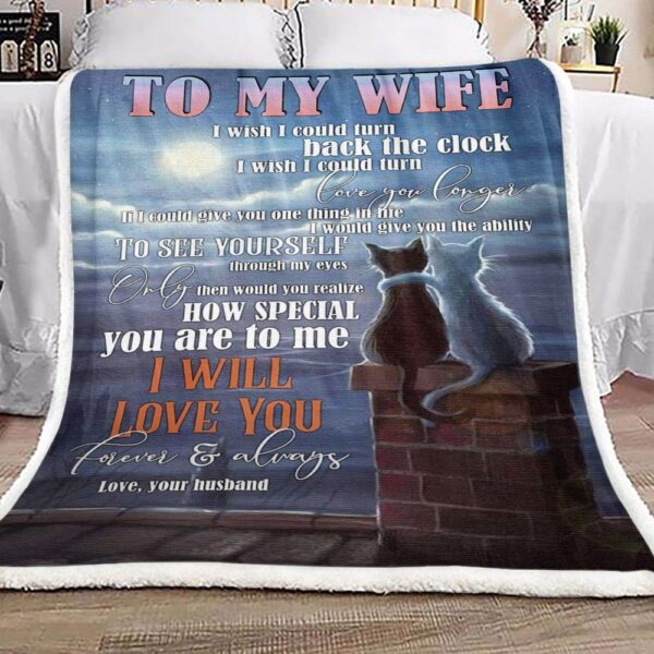 Cat Family To My Wife Fleece Blanket Sherpa Blanket