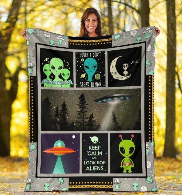 Funny Alien Ufo Abduction Fleece Blanket Sherpa Blanket