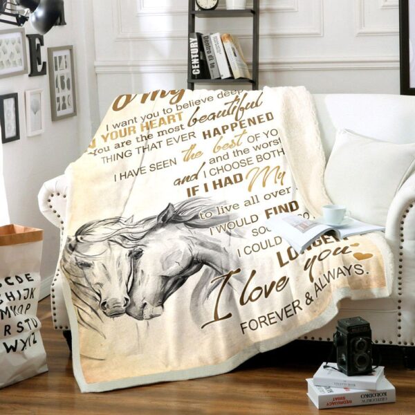 Horse To My Man I Want You To Belive Deep Fleece Blanket Sherpa Blanket
