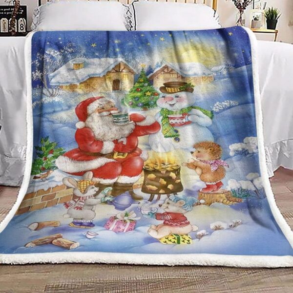 Christmas Santa Claus Snowman Fleece Blanket Sherpa Blanket