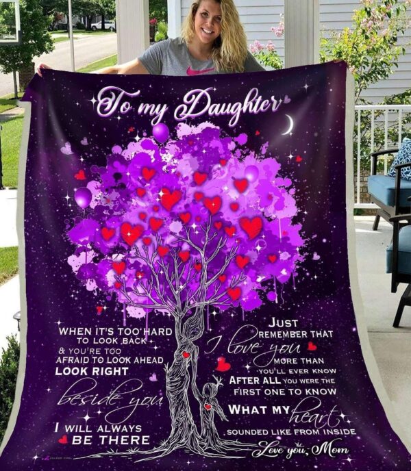 Tree Of Life Daughter Look Right Beside You Love Mom Fleece Blanket Sherpa Blanket