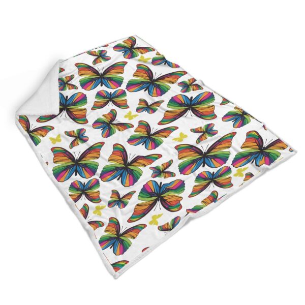 Butterfly Rainbow Fleece Blanket Sherpa Blanket