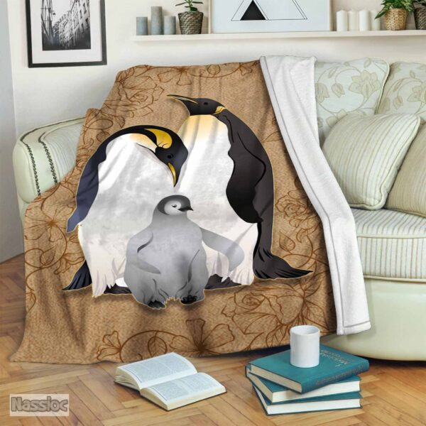 Penguin Family Fleece Blanket Sherpa Blanket